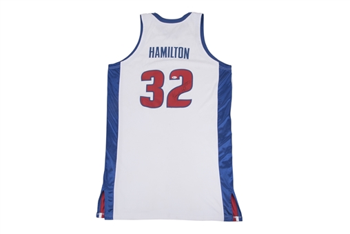 2007-08 Richard Hamilton Game Used & Signed Detroit Pistons Home Jersey (James LOA & Beckett)
